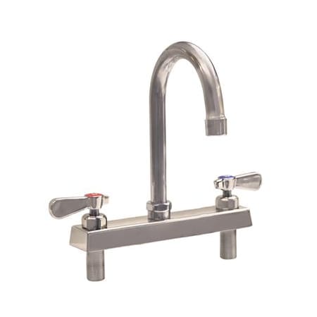 Bk Resources Evolution 8" Deck Mount Stainless Steel Faucet, 4.5" Gooseneck Spout EVO-8DM-4G
